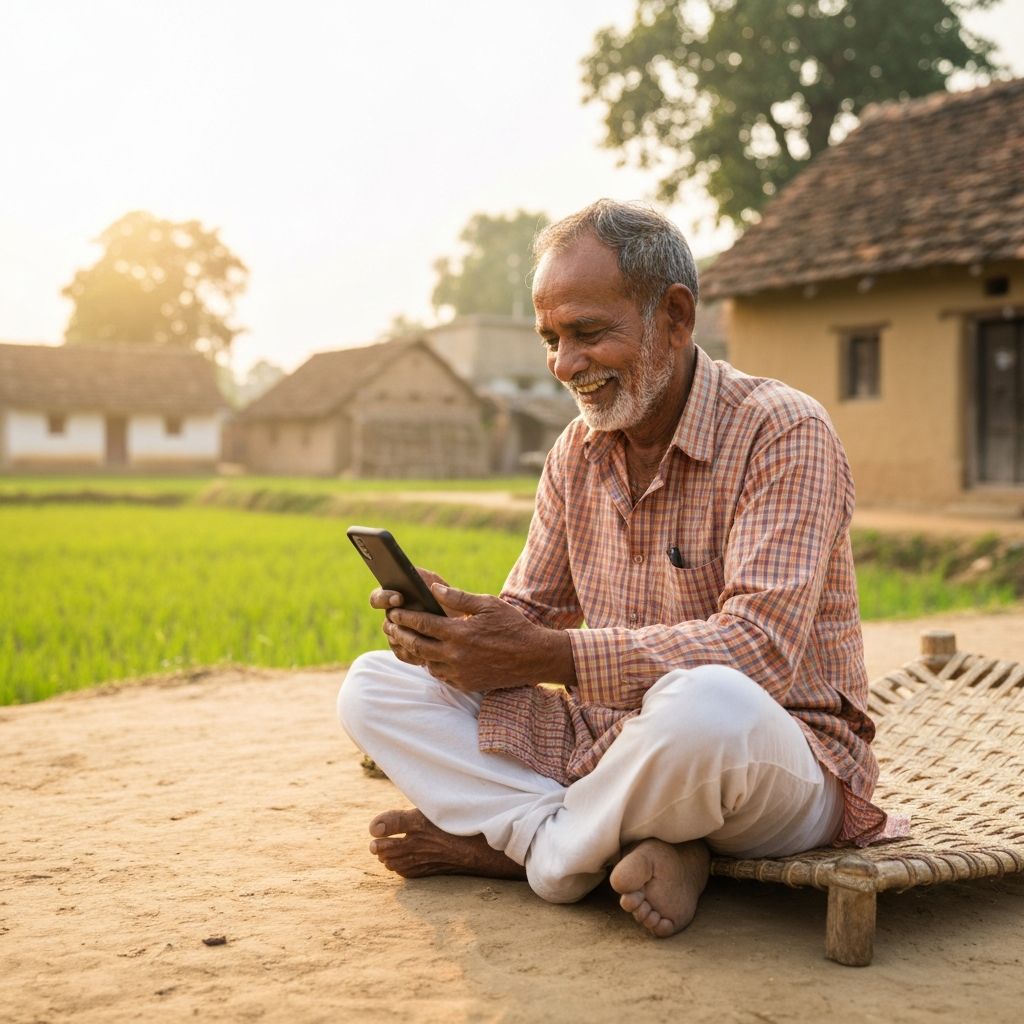 People from local area accessing diverse job opportunities on smartphone